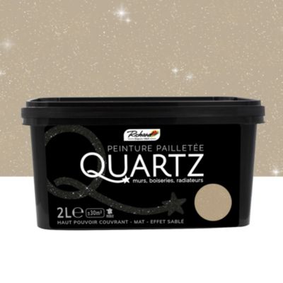 Peinture pailletée texturée effet intense Quartz Richard pour murs boiseries et radiateurs jaspe 2L