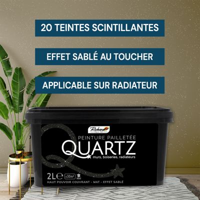 Peinture pailletée texturée effet intense Quartz Richard pour murs boiseries et radiateurs jaspe 2L