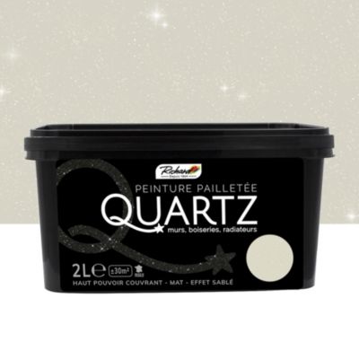 Peinture pailletée texturée effet intense Quartz Richard pour murs boiseries et radiateurs pierre de lune 2L
