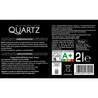 Peinture pailletée texturée effet intense Quartz Richard pour murs boiseries et radiateurs pierre de lune 2L