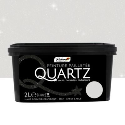 Peinture pailletée texturée effet intense Quartz Richard pour murs boiseries et radiateurs selenite 2L