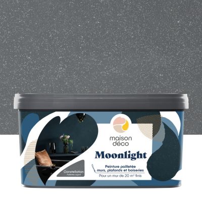Peinture pailletée murs, plafonds et boiseries Moonlight Maison Déco constellation 2L