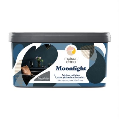 Peinture pailletée murs, plafonds et boiseries Moonlight Maison Déco constellation 2L