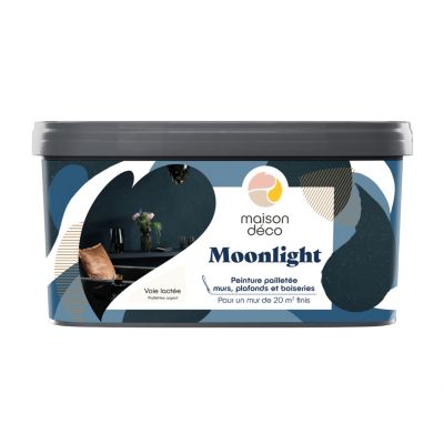 Peinture pailletée murs, plafonds et boiseries Moonlight Maison Déco voie lactée 2L