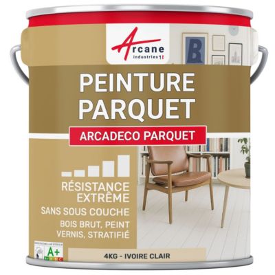 Peinture parquet bois, peint, stratifié, vernis : ARCADÉCO PARQUET Ivoire Clair - RAL 1015 - 4 kg - ARCANE INDUSTRIES