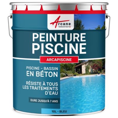 PEINTURE PISCINE BÉTON - 12  Couleurs - HAUTE RESISTANCE 7 ans  - ARCAPISCINE Bleu - 10 L - ARCANE INDUSTRIES