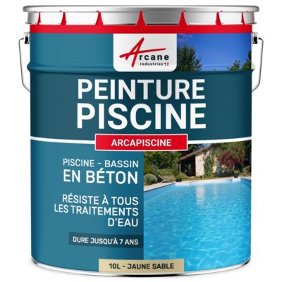 PEINTURE PISCINE BÉTON - 12  Couleurs - HAUTE RESISTANCE 7 ans  - ARCAPISCINE Jaune Sable - RAL 1002 - 10 L - ARCANE INDUSTRIES