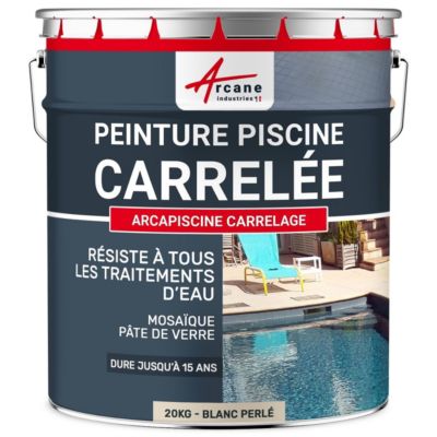 Peinture Piscine Carrelage Blanc Perlé - RAL 1013 - 20 kg (jusqu'à 65m² en 2 couches) - ARCANE INDUSTRIES
