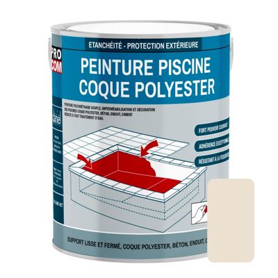 Peinture piscine coque polyester et béton, peinture piscine polyuréthane étanche et souple PROCOM-3-Beige (RAL 9001)