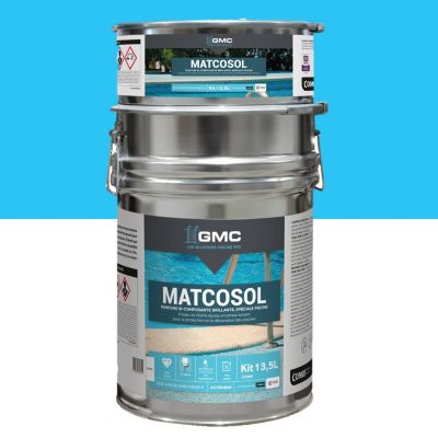 PEINTURE PISCINE MATCOSOL BLEU 13.5L -Résine epoxy bi- Composant grande résistance au chlore- GMC