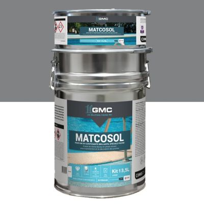 PEINTURE PISCINE MATCOSOL  GRIS  13.5L -Résine epoxy bi- Composant grande résistance au chlore- GMC
