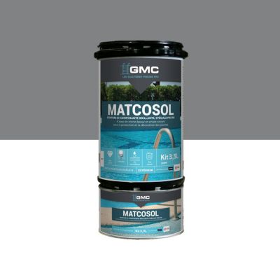 PEINTURE PISCINE MATCOSOL GRIS 3.5L -Résine epoxy bi- Composant grande résistance au chlore- GMC