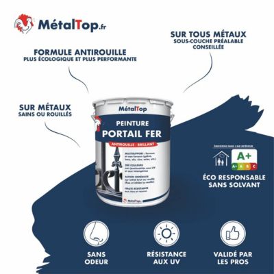 Peinture Portail Fer - Bleu pastel - RAL 5024 - 1 L - Métaltop