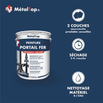Peinture Portail Fer - Bleu pastel - RAL 5024 - 1 L - Métaltop