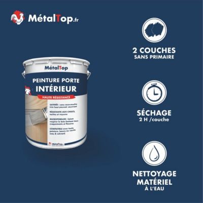 Peinture Porte Interieur - Blanc pur - RAL 9010 - 5 L - Métaltop