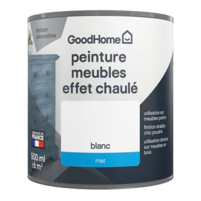Peinture pour meubles bois, mélaminé et métal GoodHome blanc effet chaulé mat 500ml