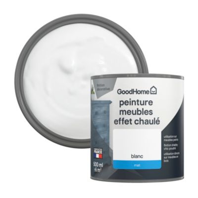 Peinture pour meubles bois, mélaminé et métal GoodHome blanc effet chaulé mat 500ml