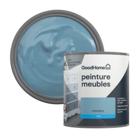 Peinture pour meubles bois, mélaminé et métal GoodHome mat bleu Monaco 500ml