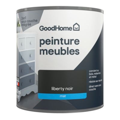 Peinture pour meubles bois, mélaminé et métal GoodHome mat noir Liberty noir 500ml