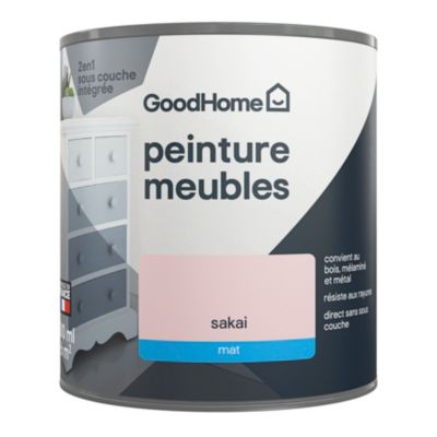 Peinture pour meubles bois, mélaminé et métal GoodHome mat rose Sakai 500ml