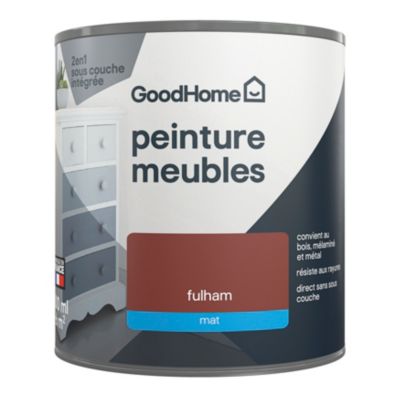 Peinture pour meubles bois, mélaminé et métal GoodHome mat rouge Fulham 500ml