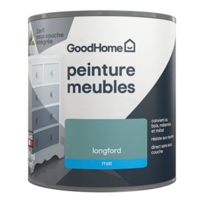 Peinture pour meubles bois, mélaminé et métal GoodHome mat vert Longford 500ml