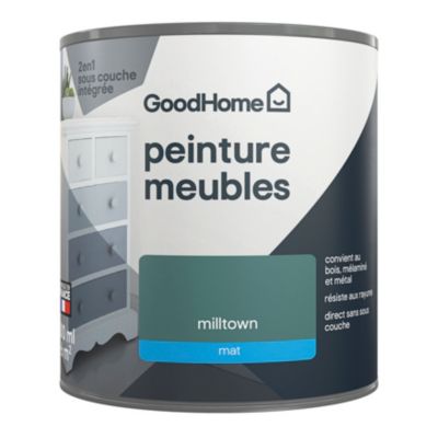 Peinture pour meubles bois, mélaminé et métal GoodHome mat vert Milltown 500ml