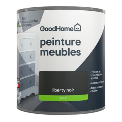 Peinture pour meubles bois, mélaminé et métal GoodHome satin noir Liberty noir 500ml
