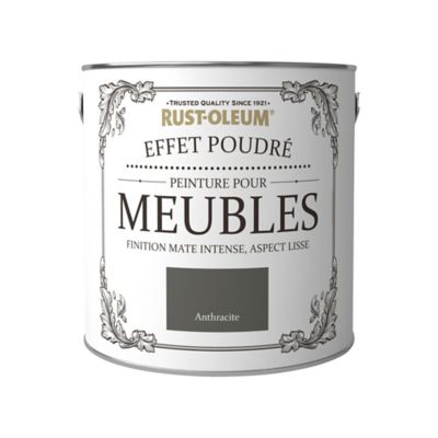 Peinture pour meubles Rust-Oleum anthracite effet poudré mat intense 2,5L