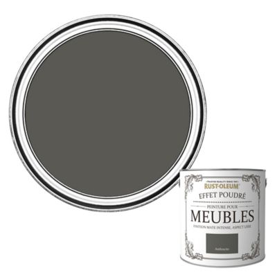 Peinture pour meubles Rust-Oleum anthracite effet poudré mat intense 2,5L