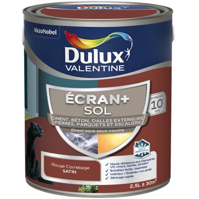 Peinture pour sol Ecran+ Sol Dulux Valentine satin rouge carrelage 2,5L
