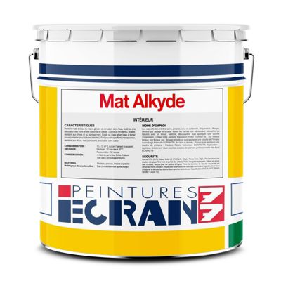 Peinture professionnelle mat, mur et plafond, intérieur, peinture opacifiante, sans odeur Mat Alkyde ECRAN 77-15-Blanc