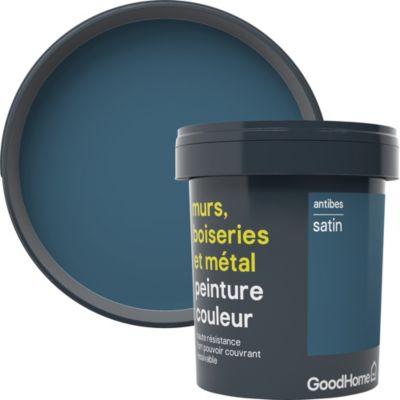 Peinture résistante murs, boiseries et métal GoodHome bleu ...