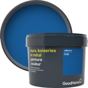 Peinture résistante murs, boiseries et métal GoodHome bleu Valbonne mat 2,5L