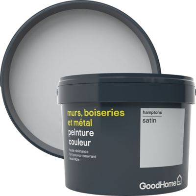 Peinture Resistante Murs Boiseries Et Metal Goodhome Gris Hamptons Satin 2 5l Castorama