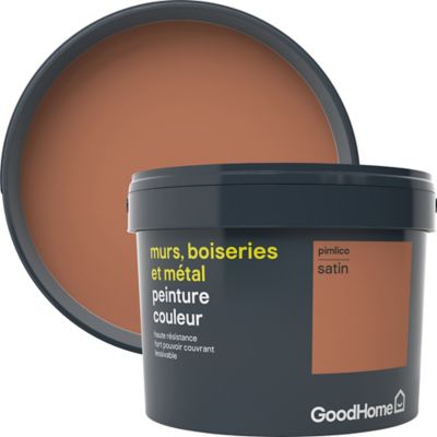 Peinture Resistante Murs Boiseries Et Metal Goodhome Rouge Pimlico Satin 2 5l Castorama