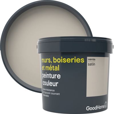 Peinture résistante murs, bois et métal GoodHome beige Mérida satin 5L Castorama