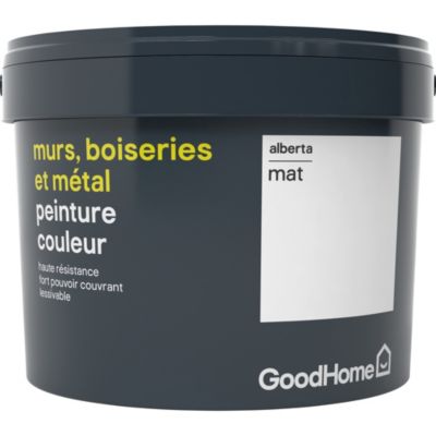 Peinture résistante murs, boiseries et métal GoodHome blanc Alberta mat 2,5L