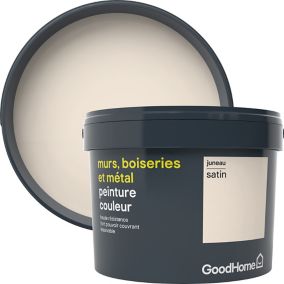 Peinture résistante murs, boiseries et métal GoodHome blanc Juneau satin 2,5L