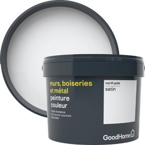 Peinture résistante murs, boiseries et métal GoodHome blanc North Pole satin 2,5L