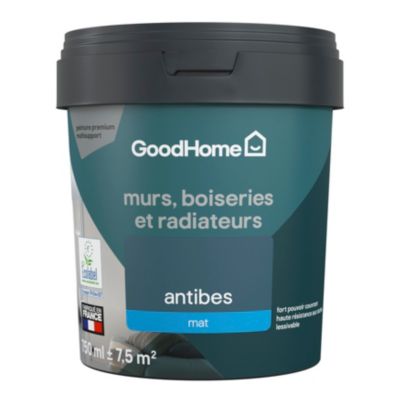 Peinture résistante murs, boiseries et métal GoodHome bleu Antibes mat 0,75L