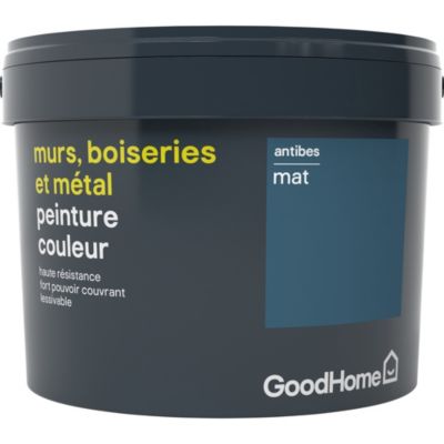 Peinture résistante murs, boiseries et métal GoodHome bleu Antibes mat 2,5L