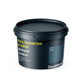 Peinture résistante murs, boiseries et métal GoodHome bleu Antibes satin 2,5L