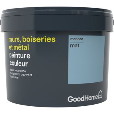 Peinture résistante murs, boiseries et métal GoodHome bleu Monaco mat 2,5L