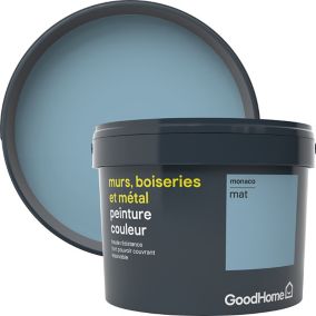 Peinture résistante murs, boiseries et métal GoodHome bleu Monaco mat 2,5L