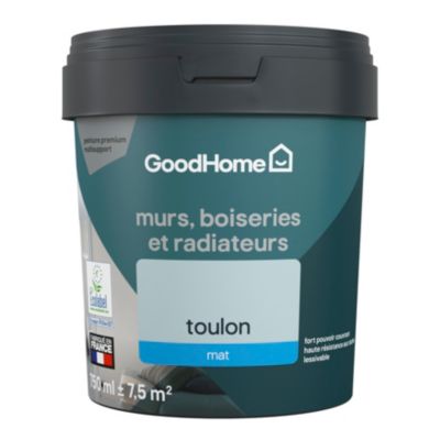 Peinture résistante murs, boiseries et métal GoodHome bleu Toulon mat 0,75L