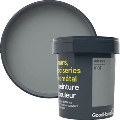Peinture résistante murs, boiseries et métal GoodHome gris Delaware mat 0,75L
