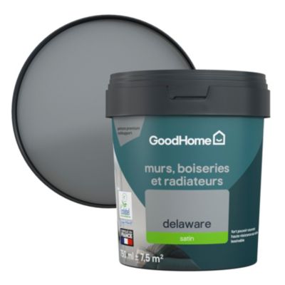 Peinture résistante murs, boiseries et métal GoodHome gris Delaware satin 0,75L