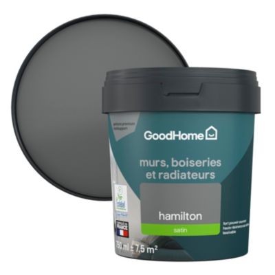 Peinture résistante murs, boiseries et métal GoodHome gris Hamilton satin 0,75L