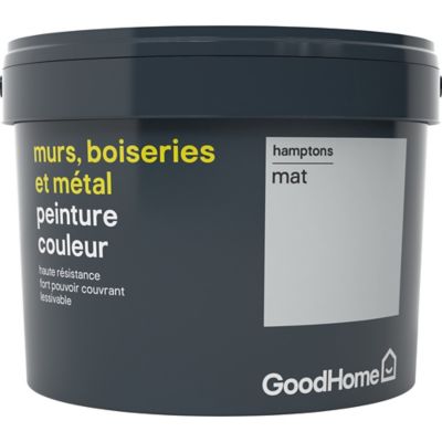 Peinture résistante murs, boiseries et métal GoodHome gris Hamptons mat 2,5L